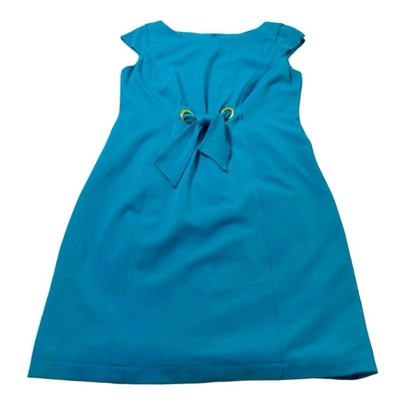 JUST TAYLOR FIT AND FLARE AQUA BLUE DRESS Size 4. - Picture 3 of 12